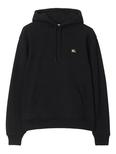 Burberry Men Black Sweatshirt With Ekd Embroidery On The Front And Logo Print On The Rear In Cotton