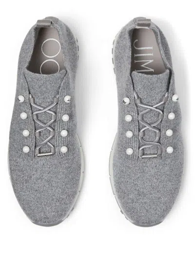 Jimmy Choo Veles Pearl Embellished Sneakers In Gray