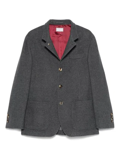 Brunello Cucinelli Cashmere Single-breasted Jacket In Gray
