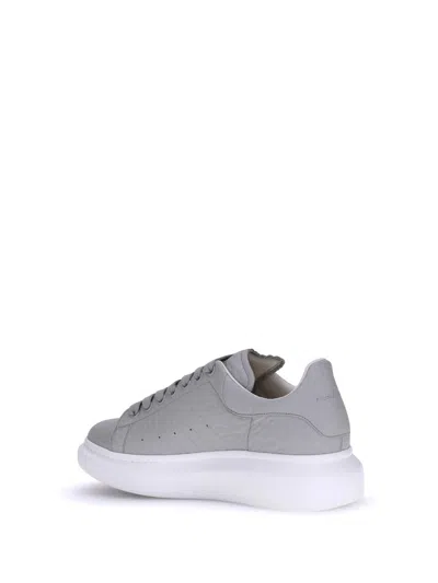 Alexander Mcqueen Leather Platform Sneakers Added Height In Gray