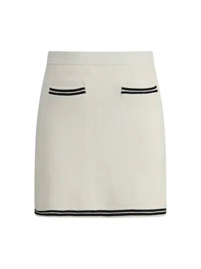 Self-portrait Self Portrait Women Ivory Bow Jacquard Knit Mini Skirt In White