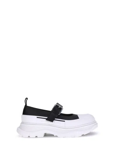 Alexander Mcqueen Leather And Rubber Lace-up Ballerinas In White