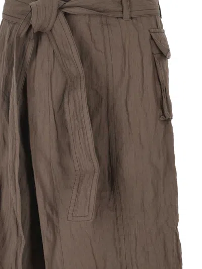 Ferragamo Black Self-tied Wrap Midi Skirt In Brown