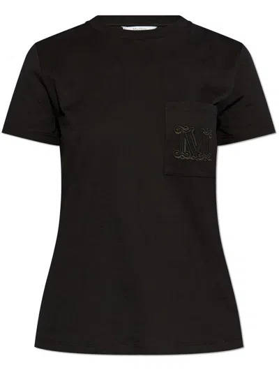 Max Mara Papaia Logo Cotton T-shirt In Black