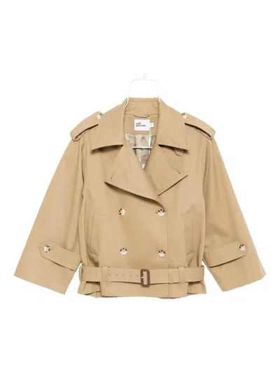 Self-portrait Self Portrait Women Beige Gabardine Trench Jacket In Neutral