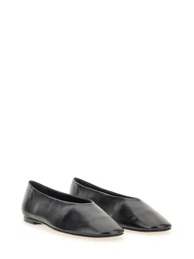 Aeyde Ida Leather Square-toe Ballerina Flats In Black