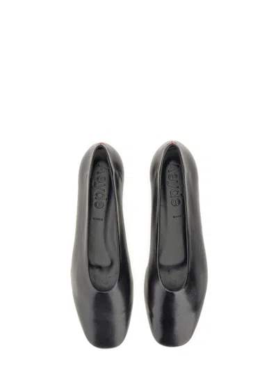 Aeyde Ida Leather Square-toe Ballerina Flats In Black