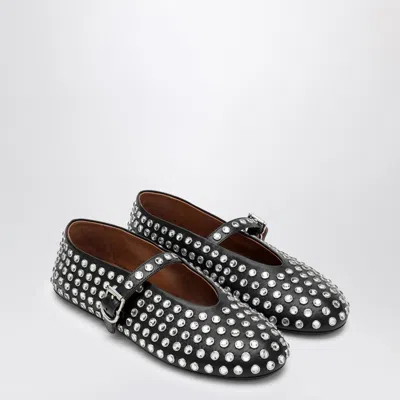 Alaïa Embellished Leather Ballet Flats In Black