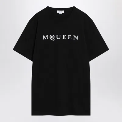 Alexander Mcqueen Logo Print Crewneck T-shirt In Black