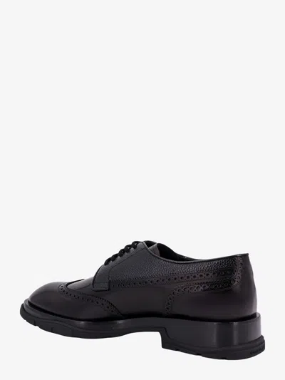 Alexander Mcqueen Black Lace-up Shoes With Quarter-brogue Detail In Leather Man In Black
