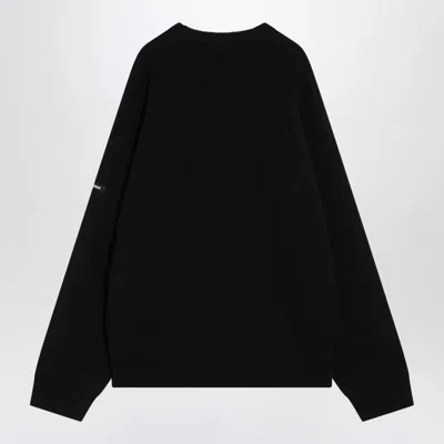 Balenciaga Oversize Double Face Wool Blend Crewneck Sweater In Black