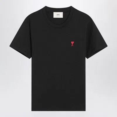 Ami Alexandre Mattiussi Logo-embroidered Organic Cotton-jersey T-shirt In Black