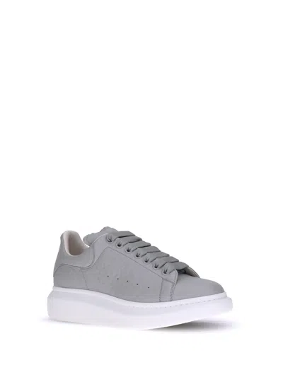 Alexander Mcqueen Leather Platform Sneakers Added Height In Gray