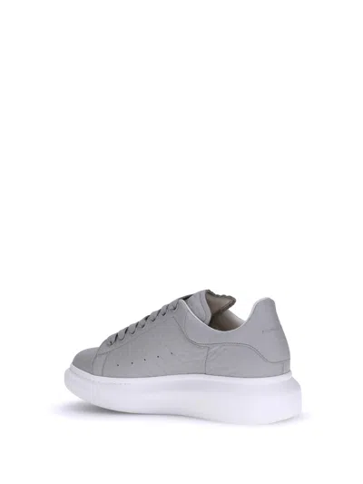 Alexander Mcqueen Leather Platform Sneakers Added Height In Gray