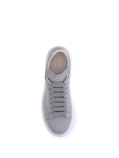 Alexander Mcqueen Leather Platform Sneakers Added Height In Gray