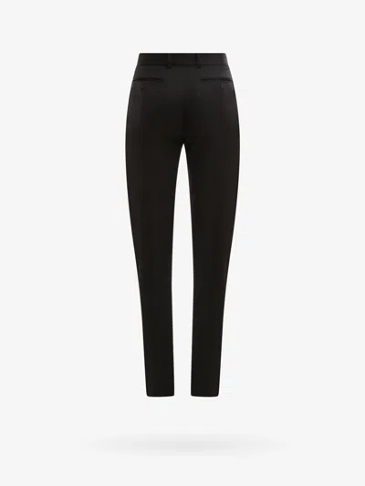 Alexander Mcqueen Men Wool Tuxedo Trouser With Satin Details In Black