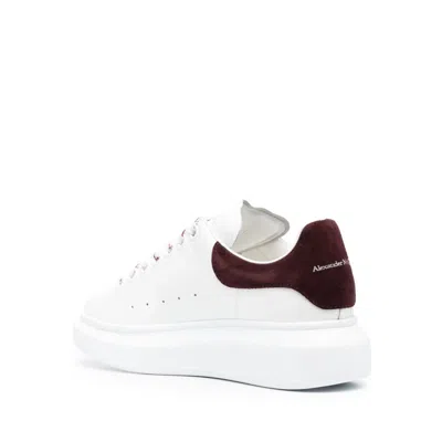 Alexander Mcqueen White Leather Sneakers With Chocolate Leather Heel In White