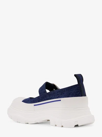 Alexander Mcqueen Thread Slick Mary Jane Denim Sneakers In Blue