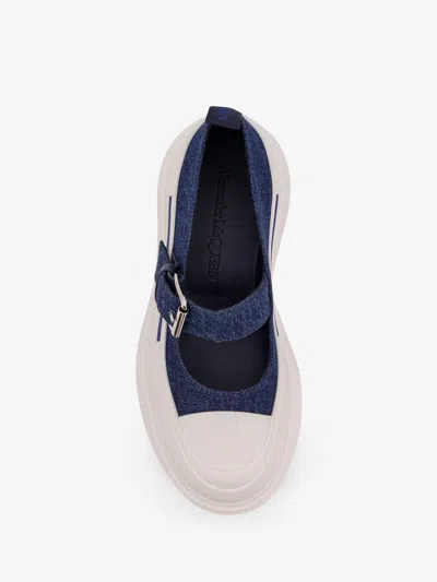 Alexander Mcqueen Thread Slick Mary Jane Denim Sneakers In Blue