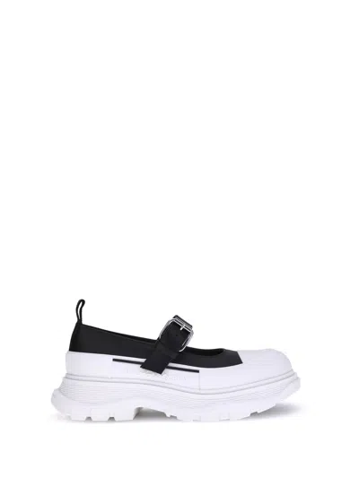 Alexander Mcqueen Leather And Rubber Lace-up Ballerinas In White