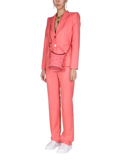 Alexander Mcqueen Women Straight Leg Trousers In Pink