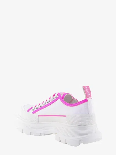 Alexander Mcqueen Women Tread Slick Canvas Sneakers With Fluo Leather Sneakers In White