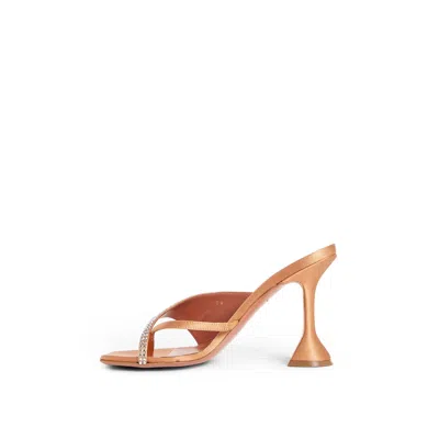 Amina Muaddi Woman Thong Sandal Apricot Size 7.5 Textile Fibers In Metallic