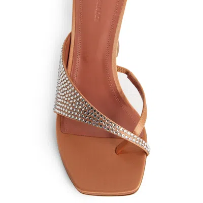 Amina Muaddi Woman Thong Sandal Apricot Size 7.5 Textile Fibers In Metallic