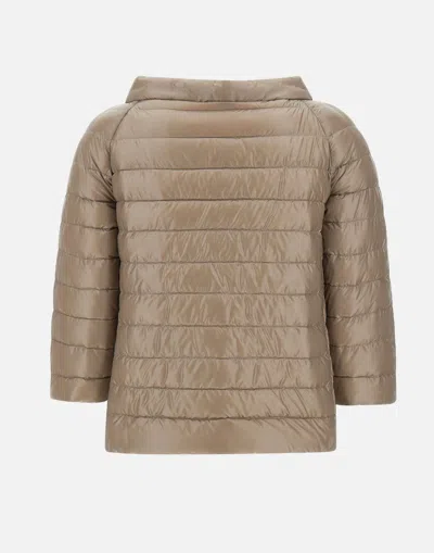 Herno Beige Nylon Down Reversible Jacket In Brown