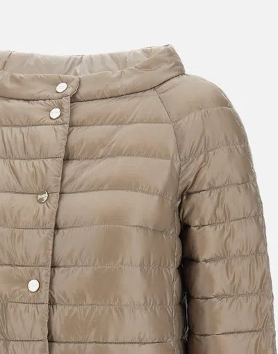 Herno Beige Nylon Down Reversible Jacket In Brown