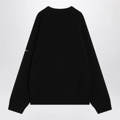 Balenciaga Oversize Double Face Wool Blend Crewneck Sweater In Black