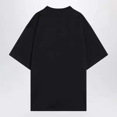 Balenciaga Washed Black T-shirt With Print In The Center Of The Chest. In Black