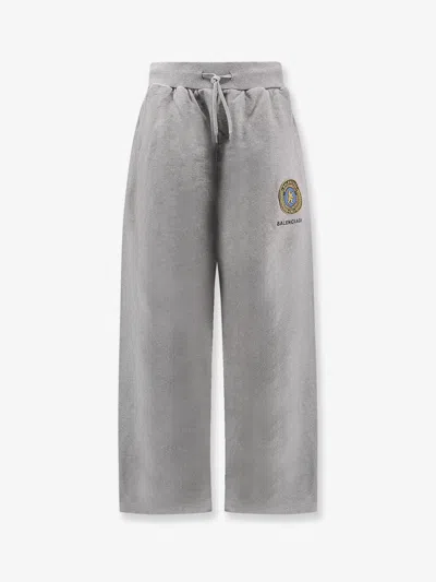 Balenciaga Wide Leg Cotton Jogging Trousers In Gray