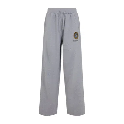 Balenciaga Grey Oversize Cotton Track Pants In Gray
