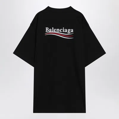 Balenciaga Men Graphite Cotton Oversize T-shirt In Black