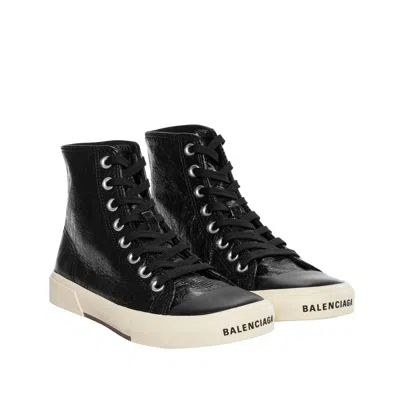Balenciaga Paris Leather Sneakers Women In Black