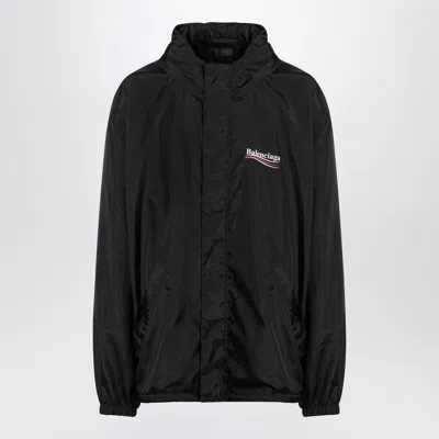 Balenciaga Polyester Jacket With Elastic Cuffs And Hooded Design In Black