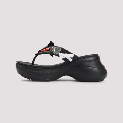 Balenciaga Rubber Sandals With Playful Heart Embellishments In Black