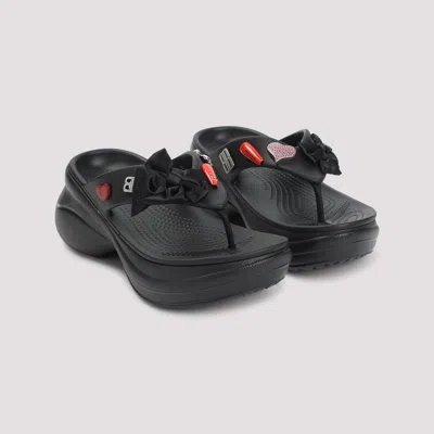 Balenciaga Rubber Sandals With Playful Heart Embellishments In Black