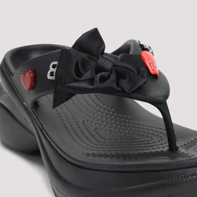 Balenciaga Rubber Sandals With Playful Heart Embellishments In Black