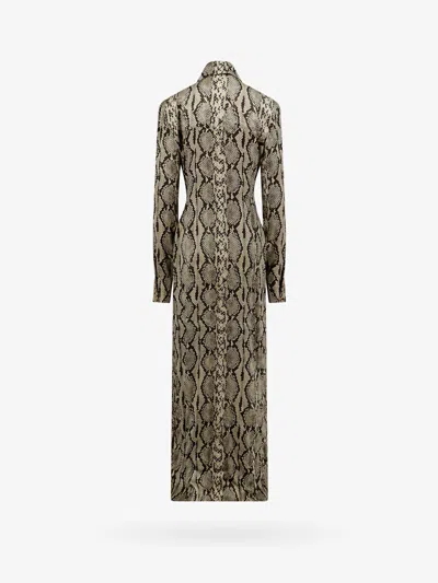 Balmain Women Viscose Chemisier Dress With Python Print In Green
