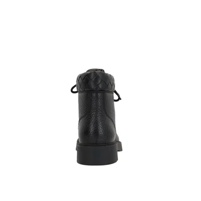 Bottega Veneta Black Grained Calf Leather Haddock Lace Up Ankle Boots
