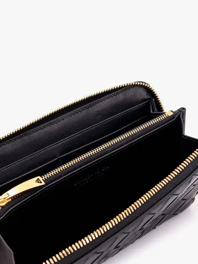 Bottega Veneta Women Leather Wallet With Intrecciato Motif In Black