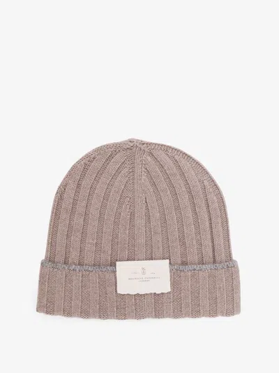 Brunello Cucinelli Men Cashmere Rib Knit Beanie In Pink