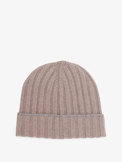 Brunello Cucinelli Men Cashmere Rib Knit Beanie In Pink