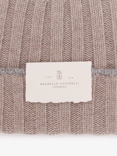 Brunello Cucinelli Men Cashmere Rib Knit Beanie In Pink