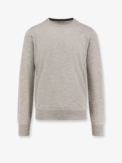 Brunello Cucinelli Cashmere And Silk Crew-neck Sweater In Gray