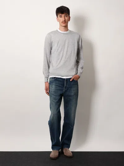 Brunello Cucinelli Cashmere And Silk Crew-neck Sweater In Gray