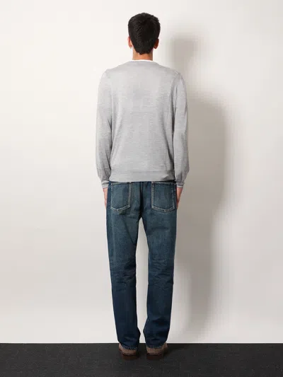 Brunello Cucinelli Cashmere And Silk Crew-neck Sweater In Gray