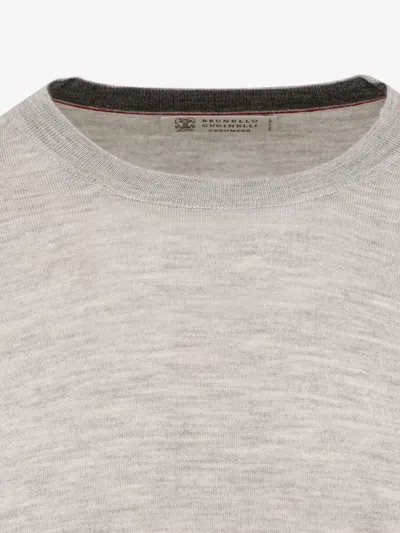 Brunello Cucinelli Cashmere And Silk Crew-neck Sweater In Gray